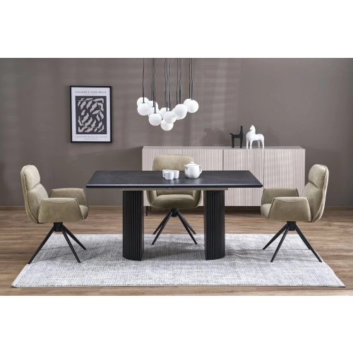 STÓŁ ROZKŁADANY 160 - 250 X 90 X 78 CM DĄB NATURALNY/CZARNY